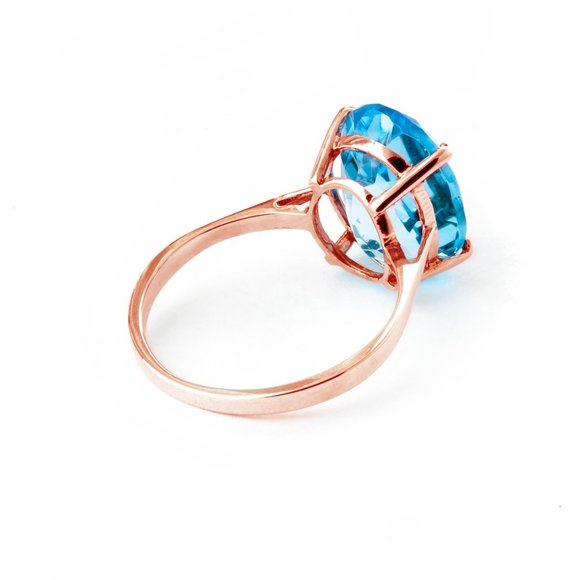 14K. SOLID GOLD RING WITH NATURAL OVAL BLUE TOPAZ - Picture 3 of 6